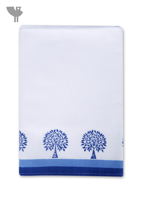 Handloom Cotton Hand Towel With Block Print Border